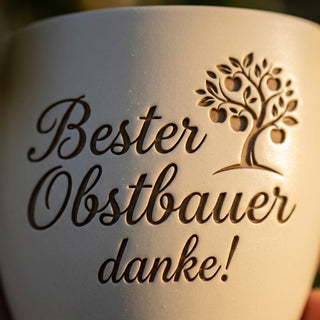 Geschenk für den besten Obstbauer - Gravur: Bester Obstbauer, danke! — Detailaufnahme
