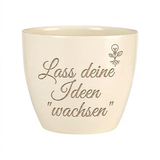 Geschenk für Designerin – Gravur: Lass deine Ideen wachsen — Detailansicht der Lasergravur