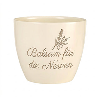 Personalisierter Blumentopf mit Gravur — Geschenk für Neurologen — Detailansicht der Lasergravur