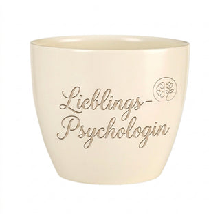 Personalisierter Blumentopf mit Gravur — Geschenk Kinderpsychologin — Detailansicht der Lasergravur