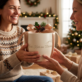 Personalisierter Blumentopf mit Gravur – Geschenk Kartenlegerin — als persoenliche Geschenk-Uebergabe