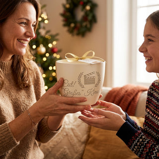 Personalisierter Blumentopf mit Gravur — Geschenk Filmproduzent — als persoenliche Geschenk-Uebergabe