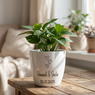 Personalisierter Hochglanz-Blumentopf – Geschenk zur Hochzeit