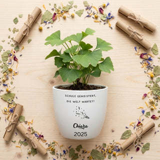 Abschlussgeschenk - Blumentopf graviert - Schulabschluss