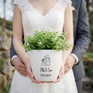 Hochzeitsgeschenk - Blumentopf graviert - Ja, ich will
