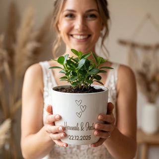 Personalisierter Hochglanz-Blumentopf – Geschenk zur Hochzeit