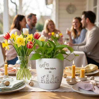Ostergeschenk - Blumentopf graviert - Ostereier