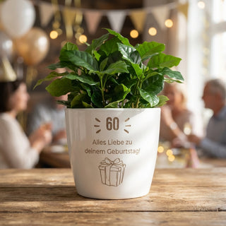 personalisierter Blumentopf Geburtstag „Glossy White“