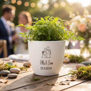 Hochzeitsgeschenk - Blumentopf graviert - Ja, ich will
