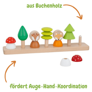 Goki Farben- und Formensortierspiel "Kleine Waldfreunde" aus Buchenholz.  Fördert Auge-Hand-Koordination.  Reh, Fuchs, Bäu...