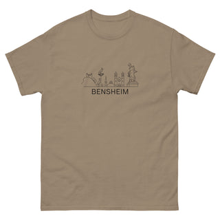 Unisex T-Shirt mit Bensheim Skyline, beige, von Naturmacher, stilvoll und bequem.