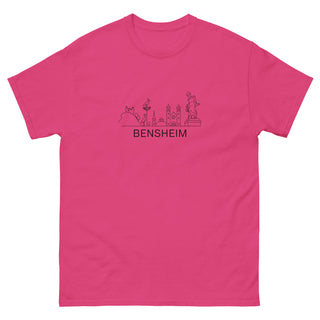 Rosa T-Shirt mit Bensheim Skyline-Design, Unisex, von Naturmacher.