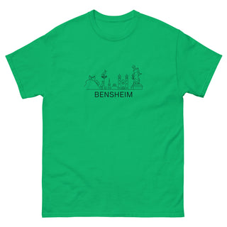 Grünes T-Shirt mit Bensheim Skyline-Design, Unisex, von Naturmacher.