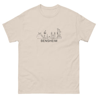 Unisex T-Shirt mit Bensheim Skyline, beige, von Naturmacher, stilvoll und bequem.