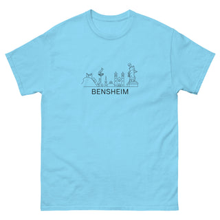 Hellblaues T-Shirt mit Bensheim Skyline-Design von Naturmacher, Unisex, stilvoll und bequem.