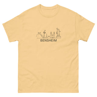 Unisex T-Shirt mit Bensheim Skyline, beige, von Naturmacher, stilvoll und bequem.