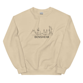 Beiges Sweatshirt mit Bensheim Skyline-Aufdruck, ideal für kühle Tage, von Naturmacher.