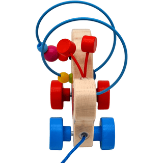 Goki Kuller-Schnecke Ziehtier aus Holz mit bunten Perlen und blauer Zugschnur. Fördert Motorik beim Laufenlernen.