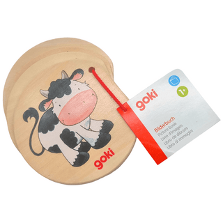 Goki Holz-Kastagnetten mit Kuh-Motiv für Kinder ab 1 Jahr.