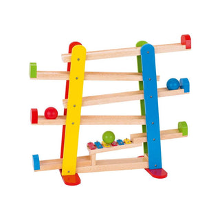 Goki Melodie-Kugelbahn aus Holz mit bunten Kugeln, Rampen und integriertem Xylophon. Fördert Spielspaß und musikalisches V...