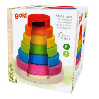 Goki bunter Stapelturm in Regenbogenfarben, 7-teilig, für Kinder ab 2 Jahren.
