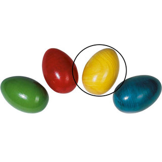 Bunte Egg Shaker von Goki in Rot, Gelb, Grün und Blau für Kinder.