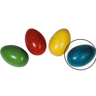 Bunte Egg Shaker von Goki in Rot, Gelb, Grün und Blau für Kinder.