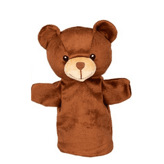Braune Goki Bär Handpuppe aus weichem Plüsch. Ideal zum Kuscheln und Spielen.