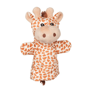 Goki Giraffen-Handpuppe aus Plüsch mit charakteristischen Flecken. Ideal für fantasievolles Spielen.